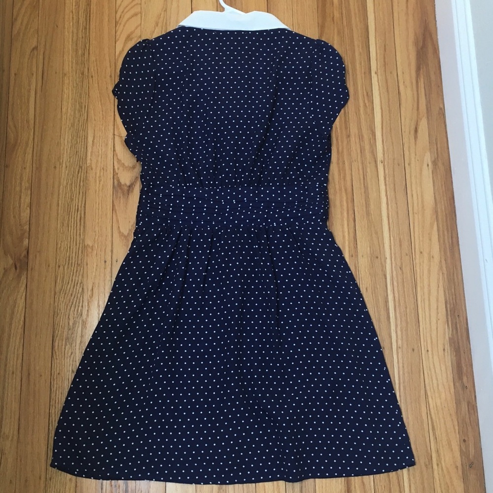 Retro Style Navy and White Polka Dots Dress - Picture 6 of 8
